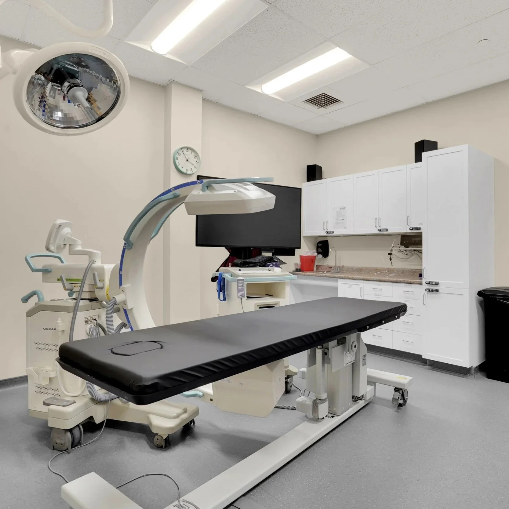 operating table room with medical devices