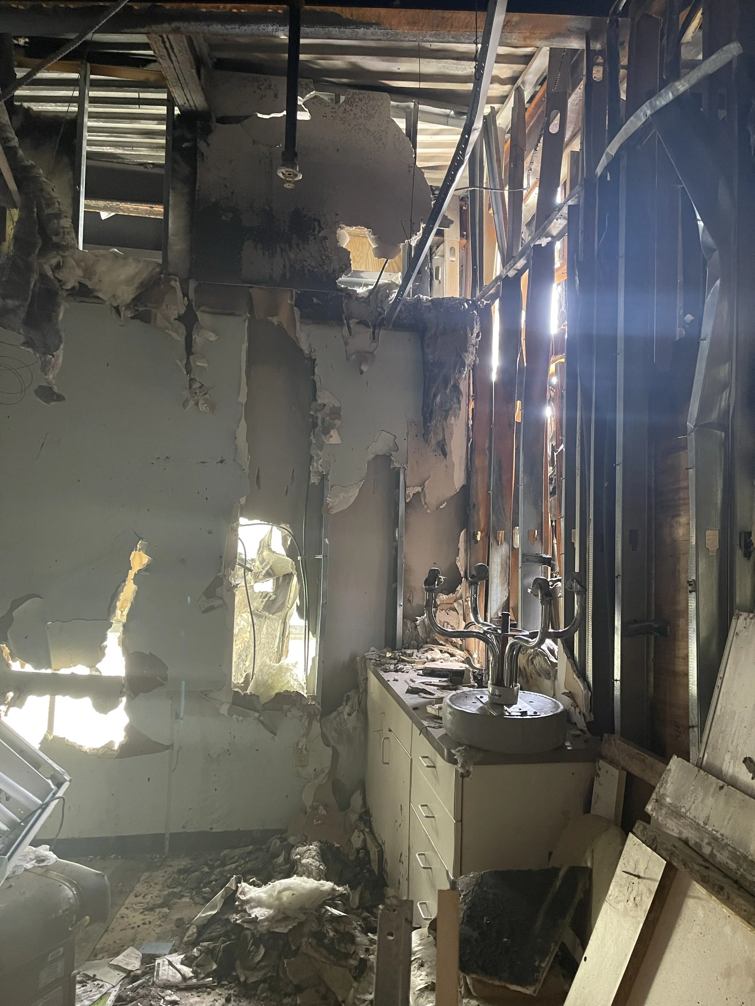 damage inside medical center building