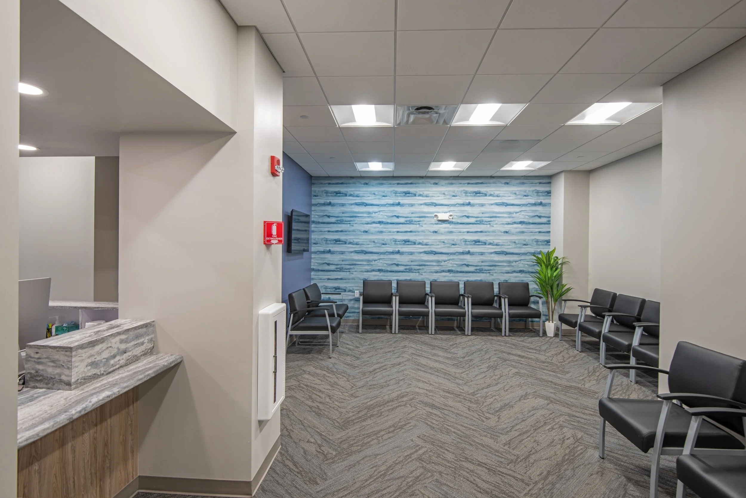 waiting area and patient registration desk for medical center
