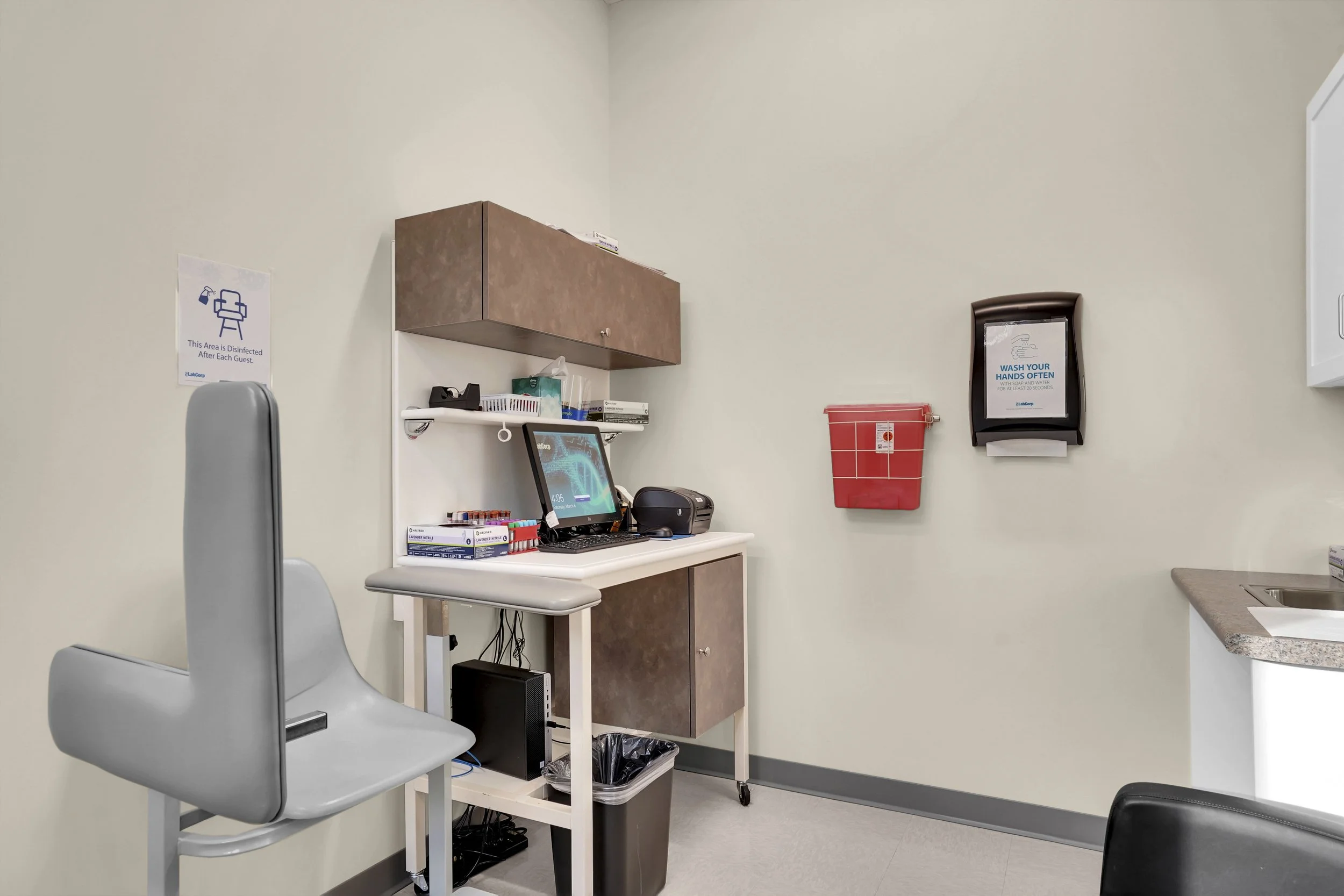 phlebotomy room with medical devices
