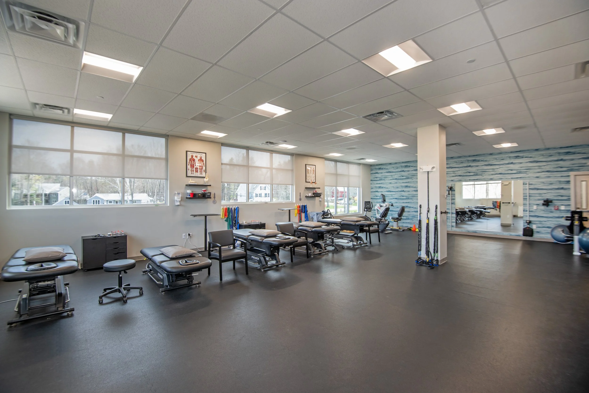 open concept rehabilitation room for physical therapy