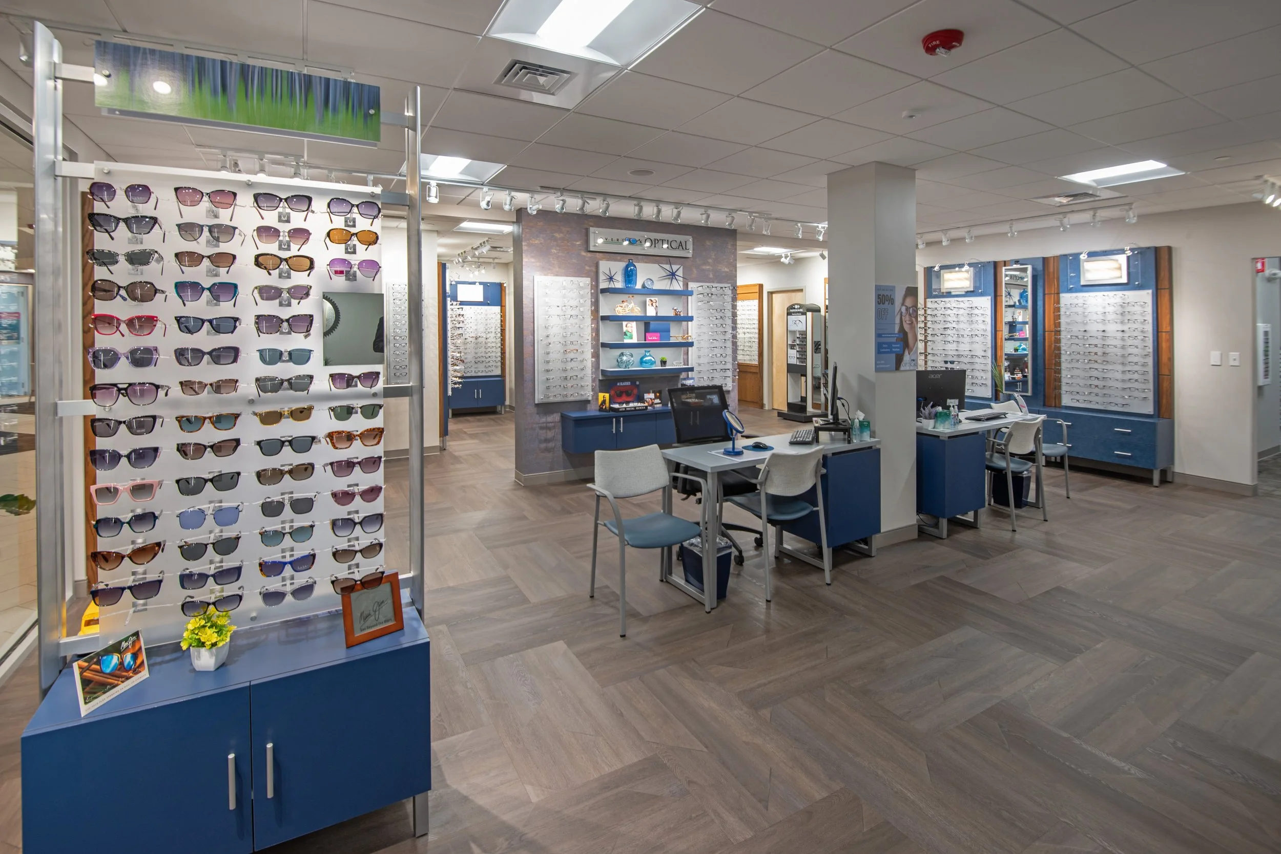 optical shop with fitting stations