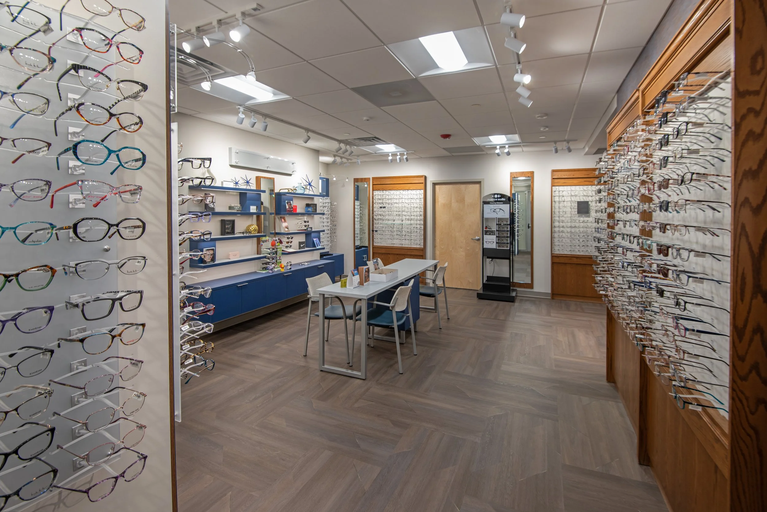 optical shop with fitting stations