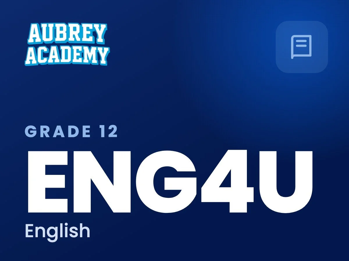 ENG4U English online course, Aubrey Academy