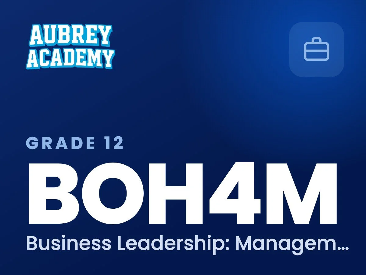 BOH4M Business Leadership: Management Fundamentals online course, Aubrey Academy