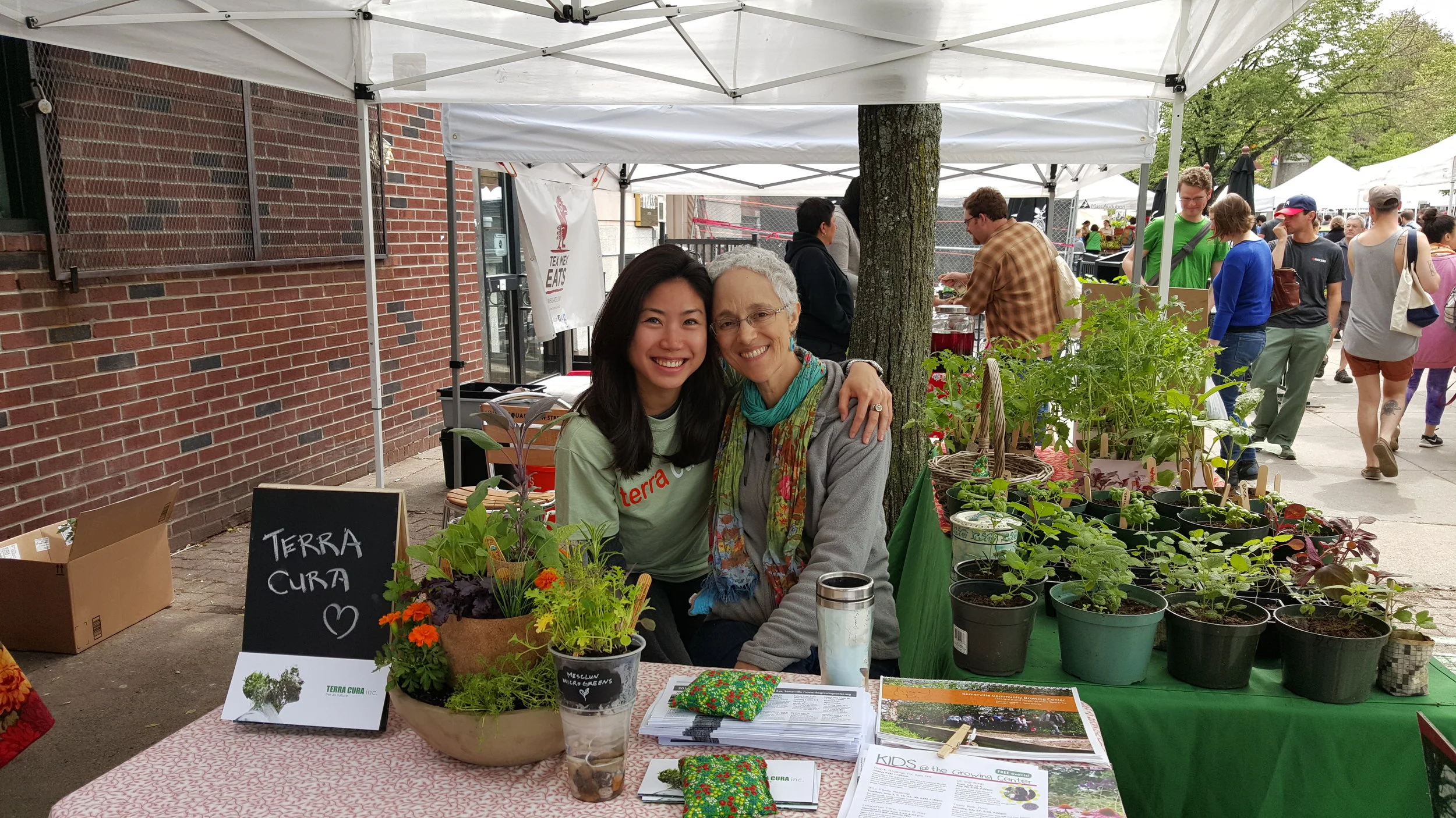 For scale purposes, this is how big the table-top herb spiral was. A well-received outreach tool at the Somerville Community Growing Center stand at the Union Square Mobile Farmers' Market!