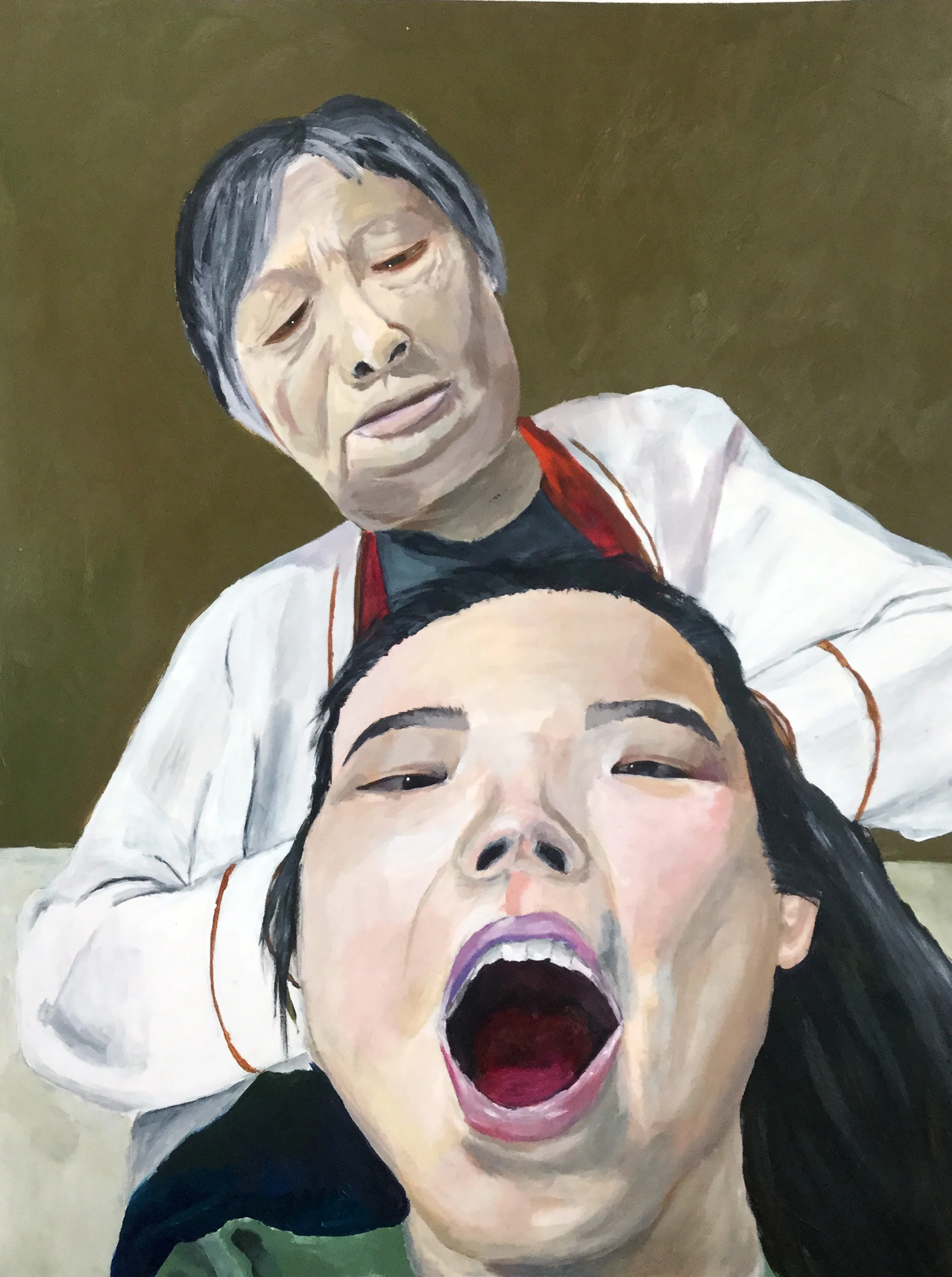 Final Student made artwork based on memory and tradition of generational relationships among women in her family. Acrylic on Paper