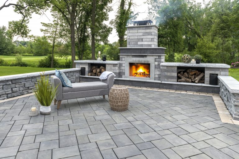3 Rustic Outdoor Fireplace Designs For, Unilock Fire Pit Cover