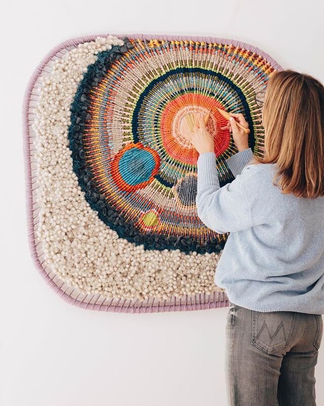 SLOW CIRCLES 2020 ....details 
A galaxy of woven circles. 
Photo by @weaving 
#tammykanat
#slowcircles 
#art
#woven 
#galaxyart