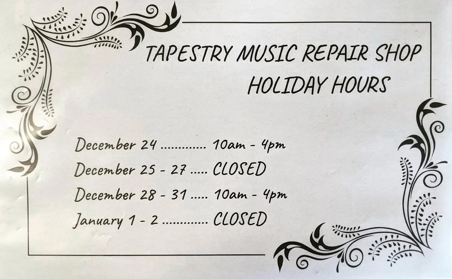 Merry Christmas friends!
Just a little info on our shop hours over the next week in a bit - January 3 and onward we are back to our regular hours!

From our team to yours: have a wonderful holiday season, a safe New Years and a prosperous 2022 ❤️