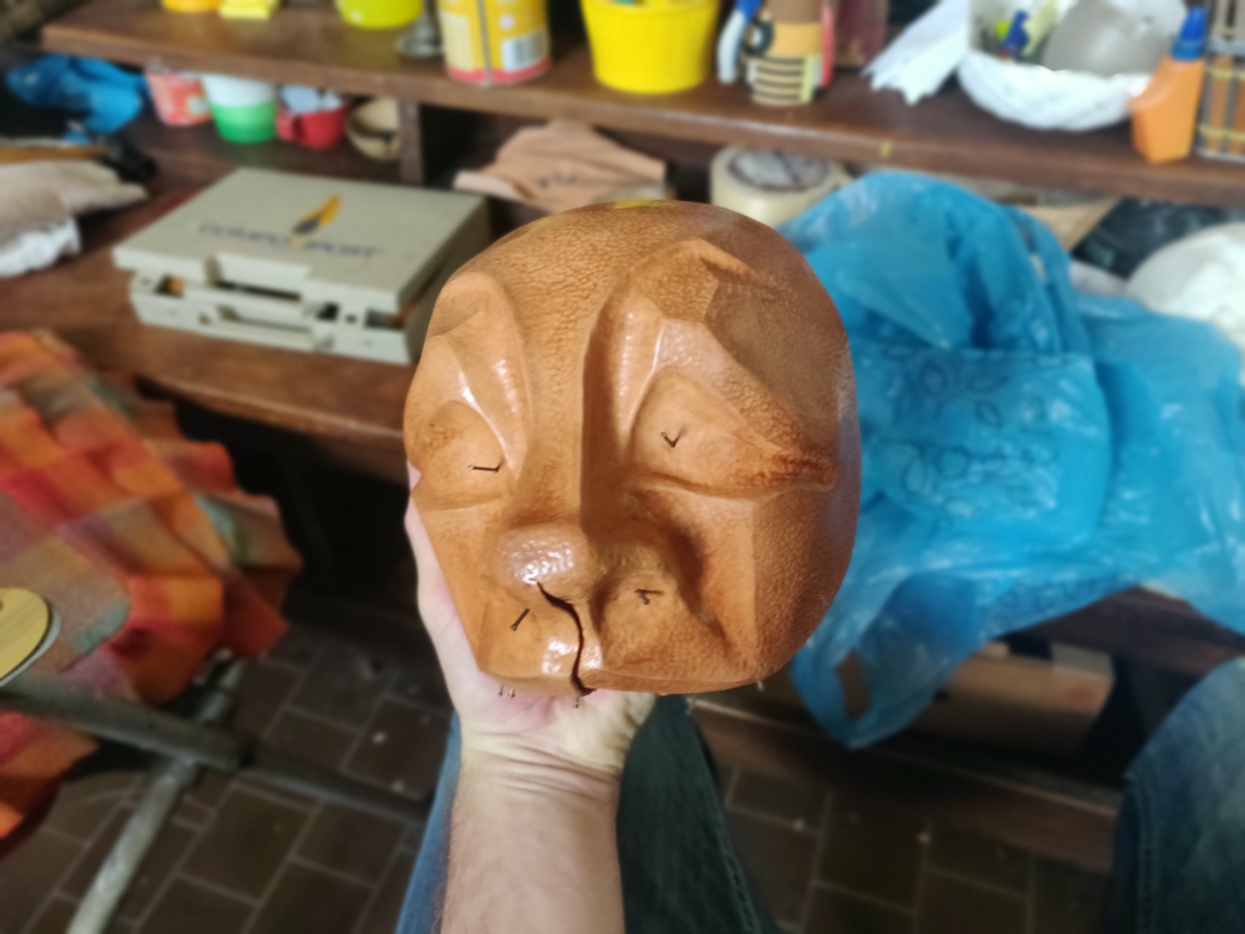 Leather mask in progress