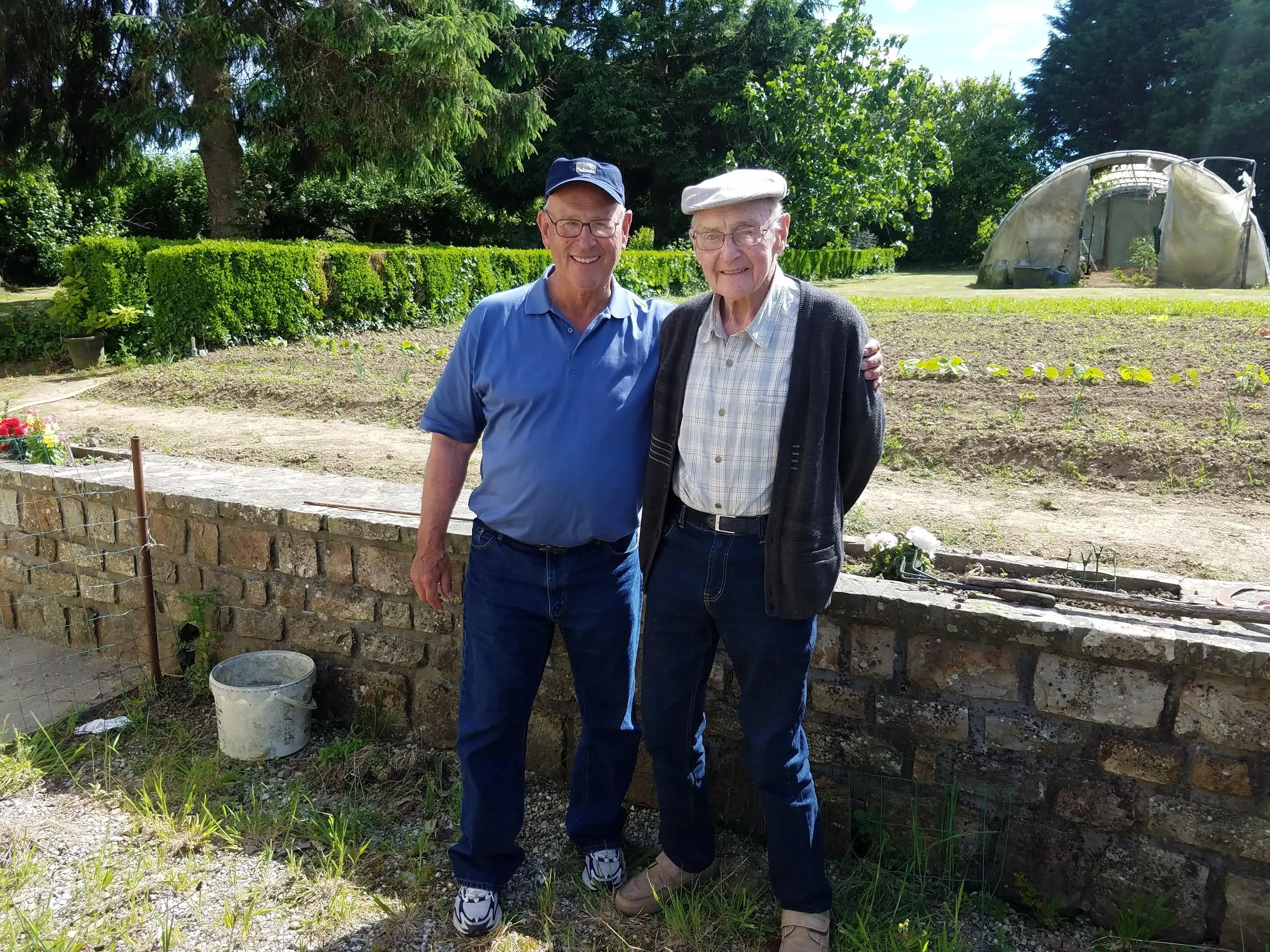 Lin Warfel and a French friend in Normandie