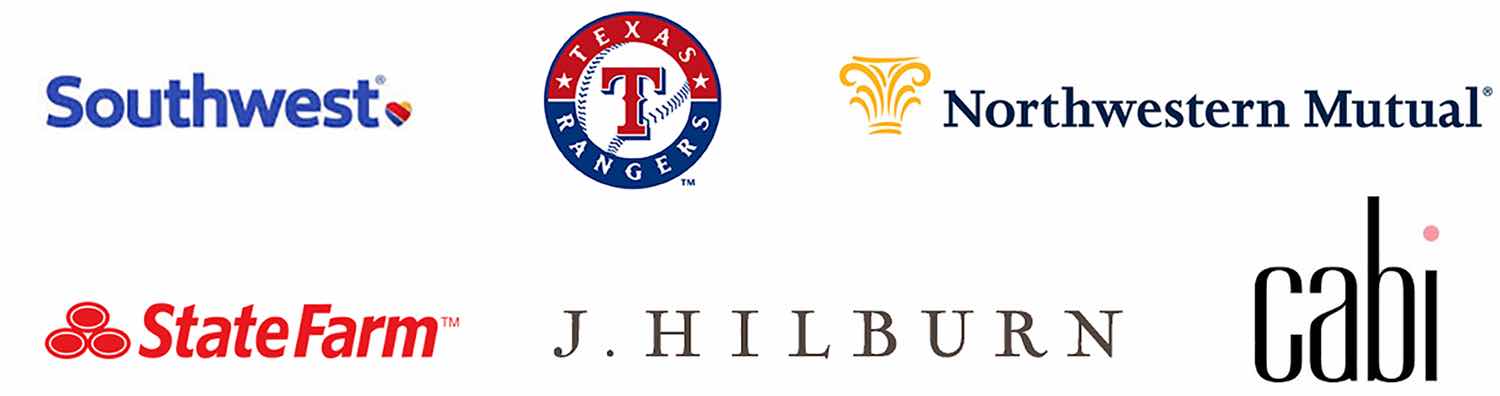Southwest State Farm Cabi J Hilburn Texas Rangers Northwestern Mutual Logos