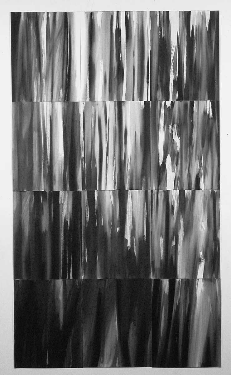 Freefall, 2002, ink and watercolor on paper, 72"H x 42"W (12 panels)