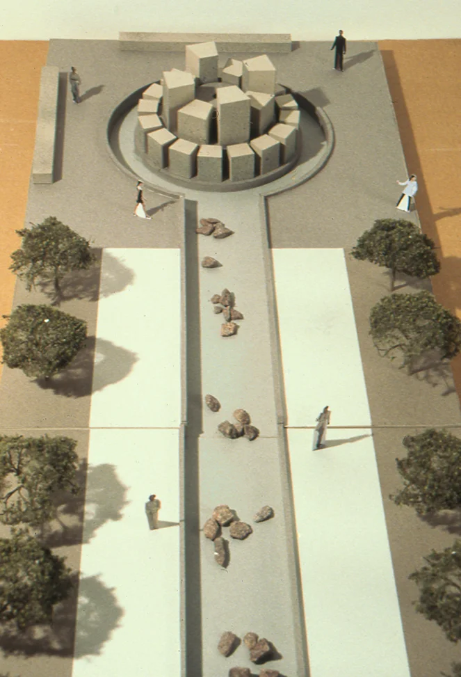 Untitled, 1998, GSA Federal Courthouse, Islip, NY. Commission for permanent work. Proposal selected but not constructed. (model pictured)