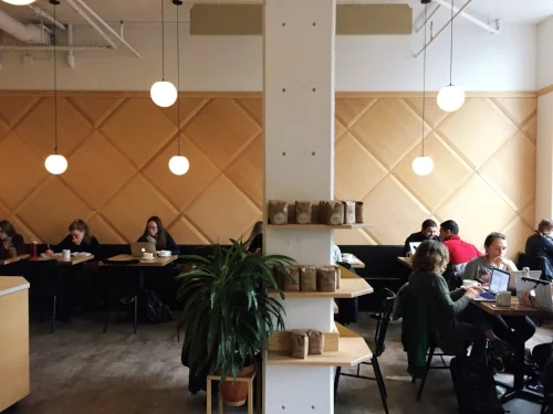 Patrons hard at work at Broadcast Coffee in NE Seattle