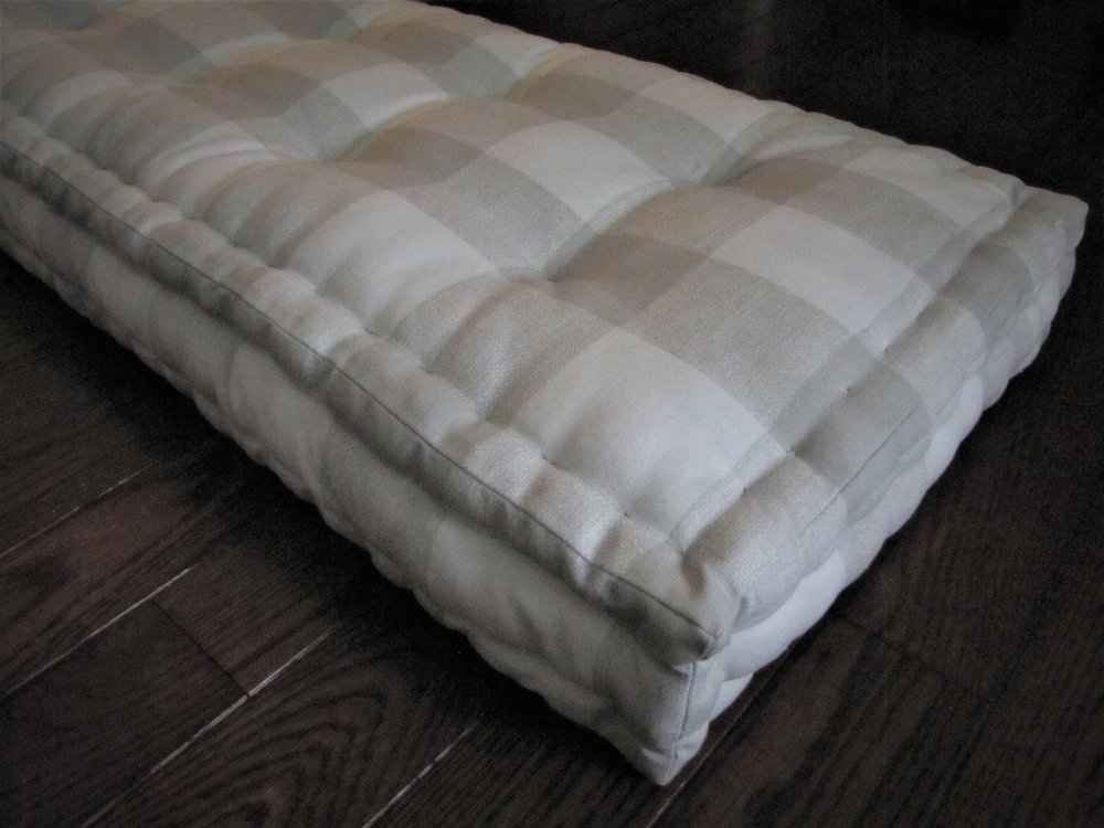 Grateful Home — Custom French Mattress Bench Cushions in Gray and