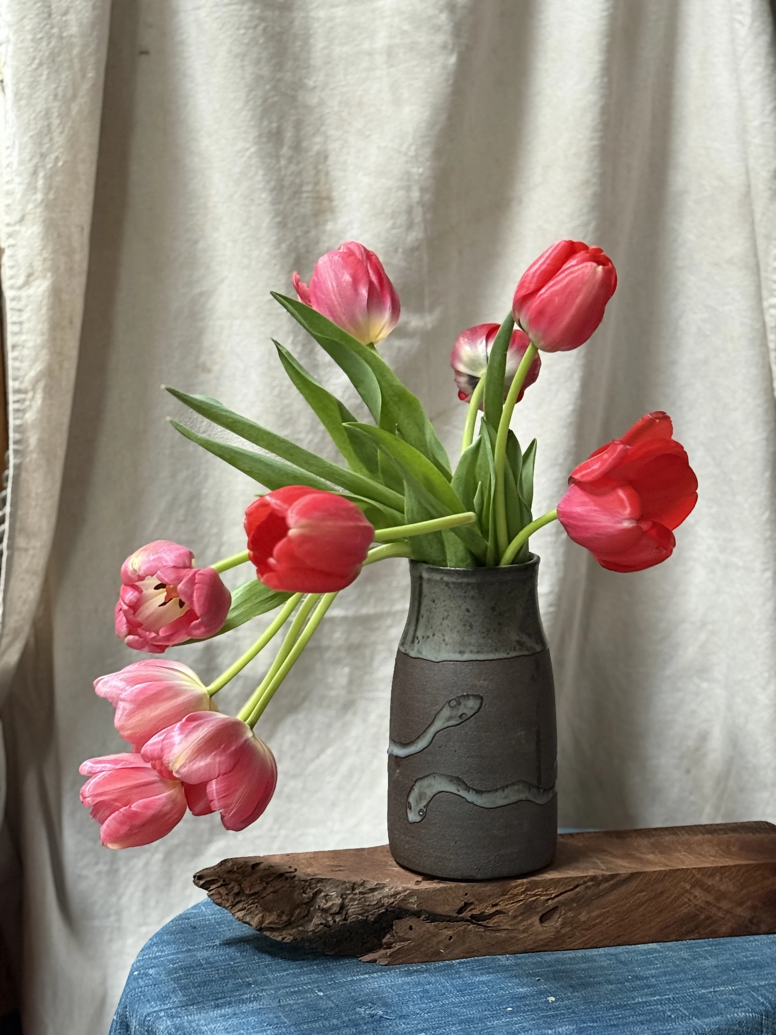 Stoneware Snake Vase