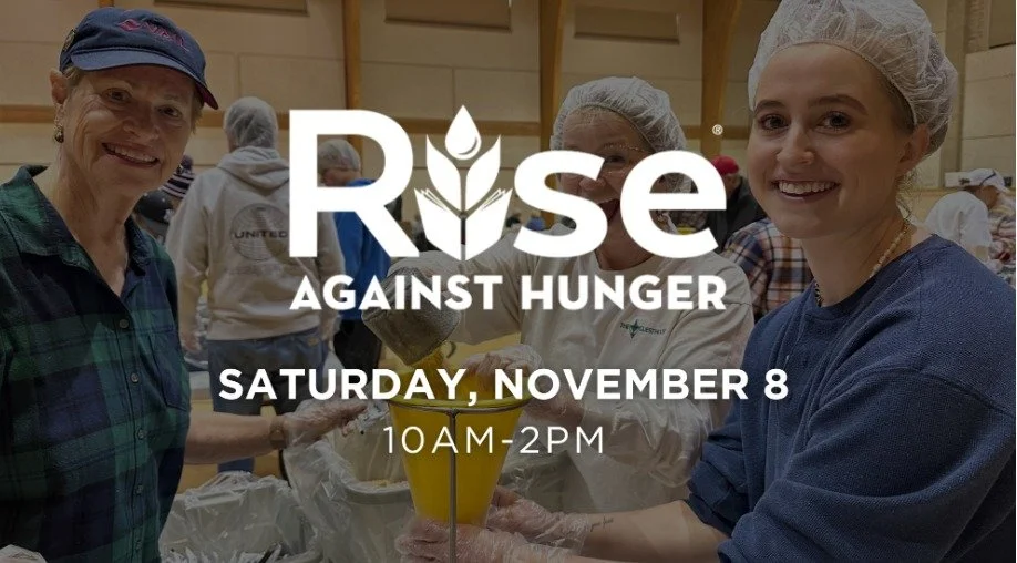SERVE WITH US!
Rise Against Hunger is coming up next Saturday, Nov 8!

Join us for this hands-on mission as we pack thousands of meals for families around the world.

Sign up at gfumc.com/events &mdash; every pair of hands helps, even the little hand