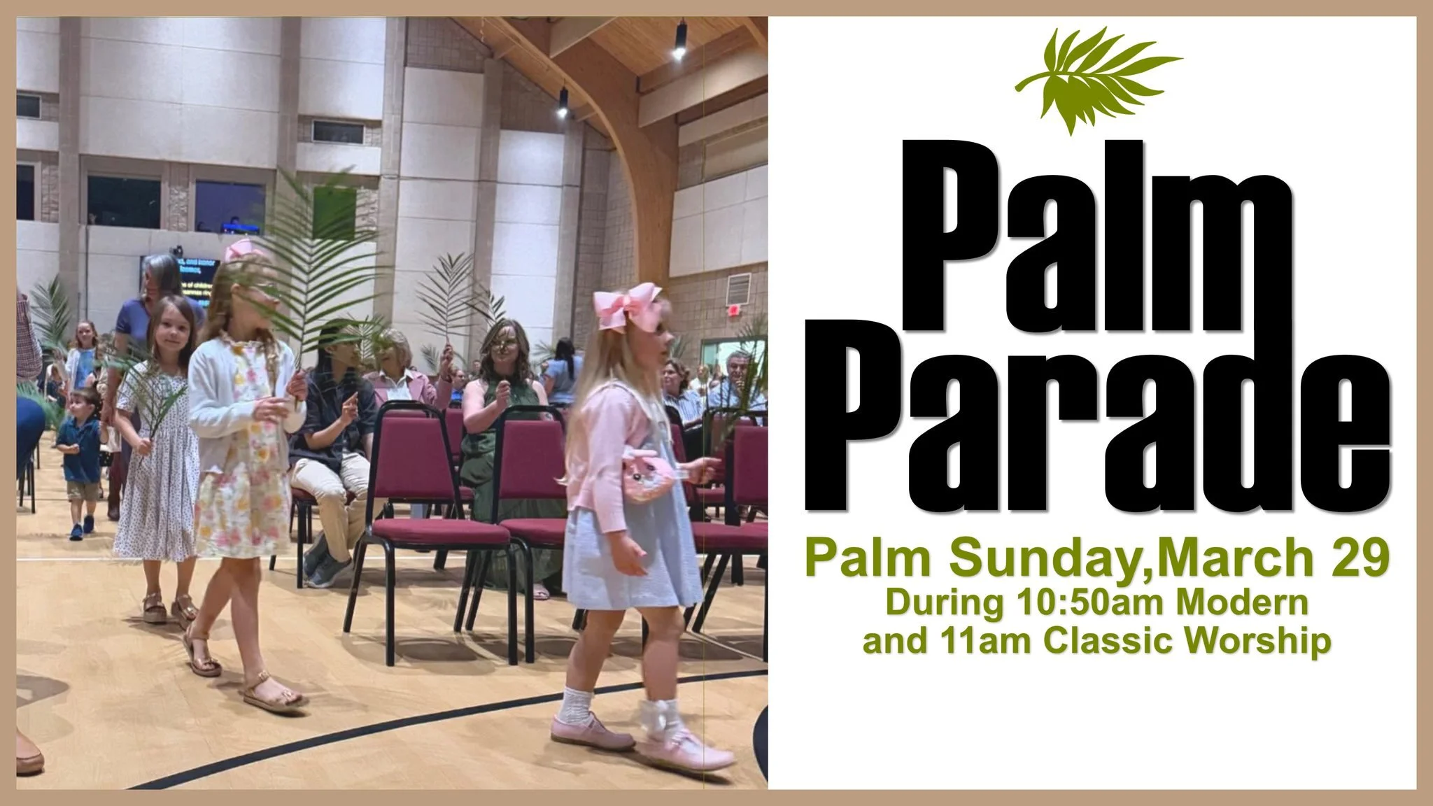 It's going to be a really fun Sunday around here this Sunday! We will start the day with the Palm Parade in Modern and Classic Worship. For that just meet us outside the worship space you attend, 10 minutes before worship starts. This is a fun thing 