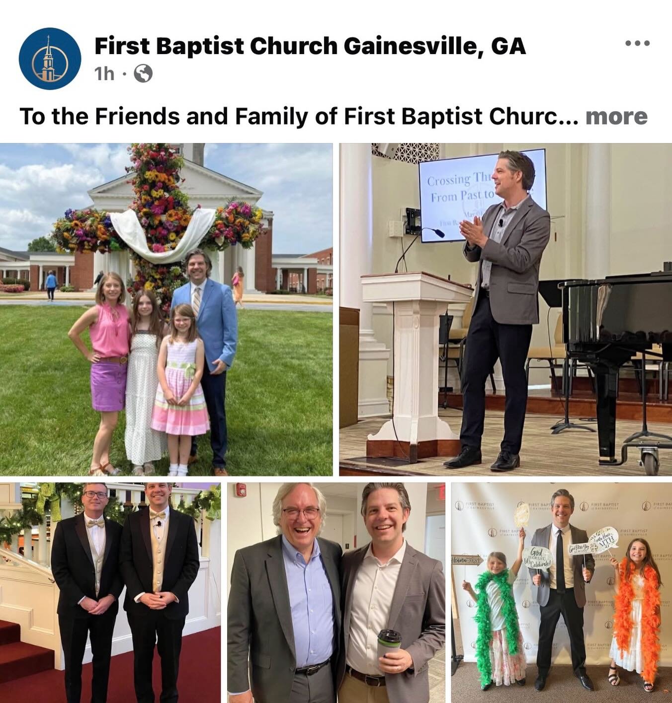 We at Gainesville First United Methodist Church are deeply saddened by the passing of the pastor of First Baptist. Our hearts are with their congregation, family, and all who were touched by his life and ministry.

In times like these, we are reminde
