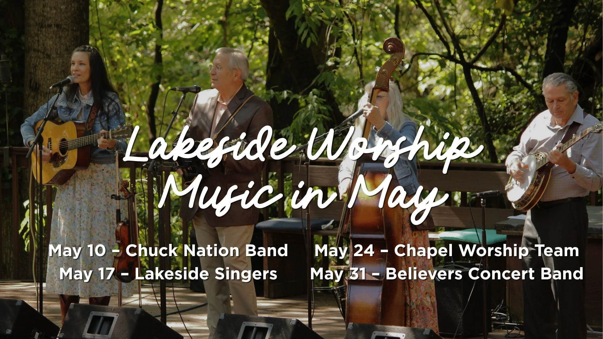 This coming Sunday, we begin our regularly scheduled 8:30 a.m. Lakeside service, and I cannot think of a better way to start the morning than gathering by the water with the Chuck Nation Band leading us in worship.

There is a special joy in worshipi