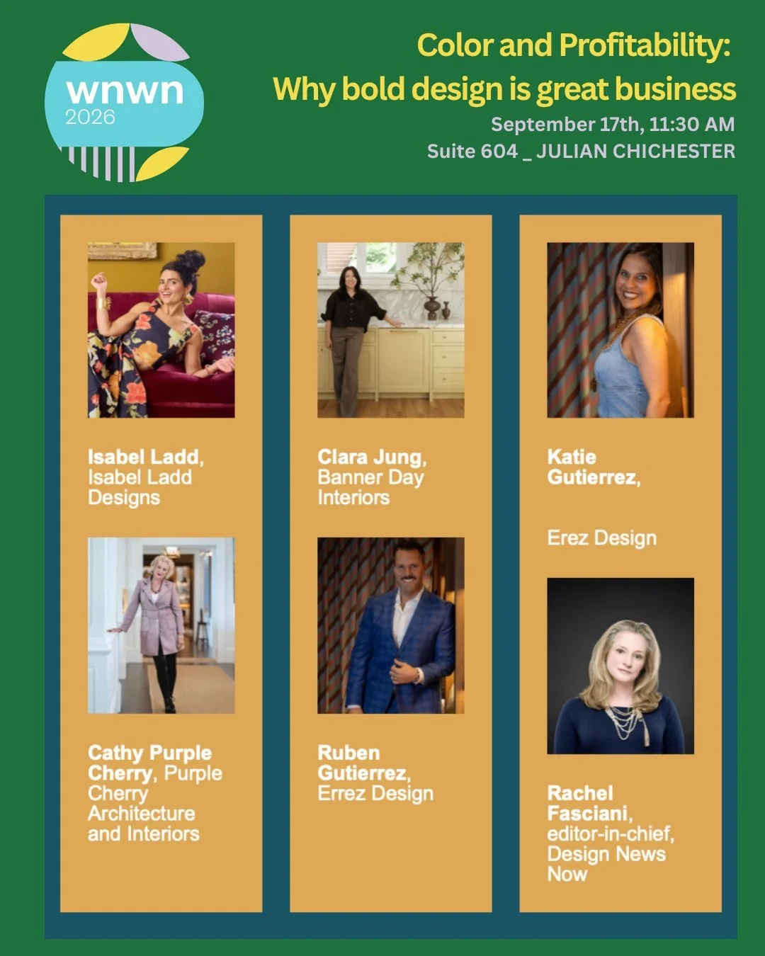 WNWN 2026

Color and Profitability: 

Why bold design is great business
Join us at the New York Design Center&rsquo;s What&rsquo;s New What&rsquo;s Next as we present five design powerhouses for a candid, experiential conversation about turning a dis