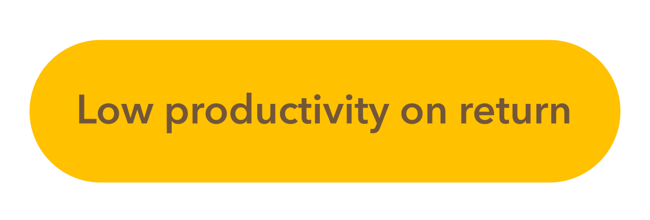 Jet lag consequence: Low productivity on return