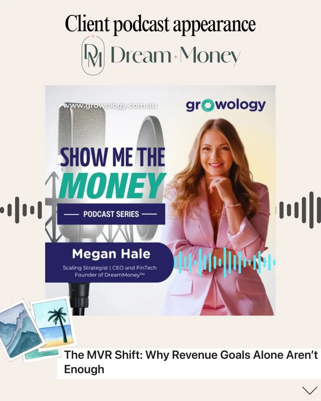 Oh, what am I listening to? Obviously @meganhaleco, founder of @dreammoneyco, on @itskimyabsley 's podcast Show Me The Money! 🎧💵

Hear Megan explain concepts such as Minimum Viable Revenue (MVR), how to embrace a values-first financial plan, and mo