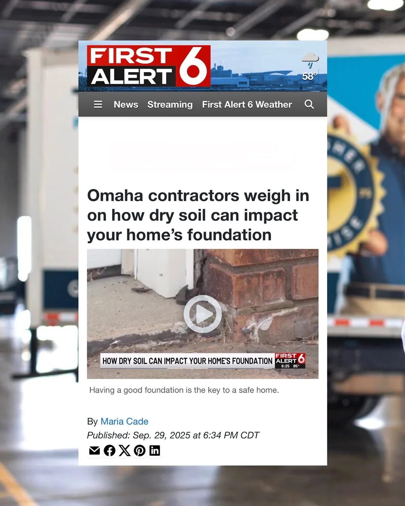 Thanks @WOWT6News for highlighting how dry soil impacts foundations &mdash; featuring @thrasherfoundationrepair&rsquo;s team. 

#WOWT #HomeTips #FoundationCare