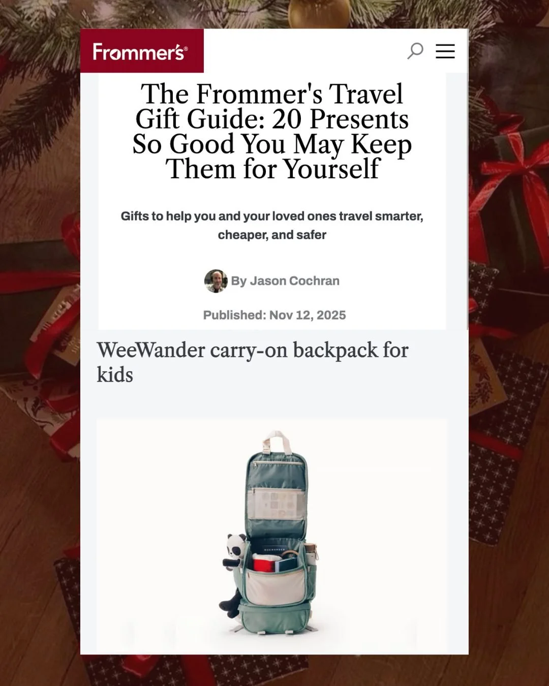🧳 BIG travel press moment for @weewander! We&rsquo;re thrilled to share that @frommers has named the WeeWander carry-on backpack for kids as one of its top travel gifts this season, calling it a must-have for young adventurers. 🧸

This Small Busine