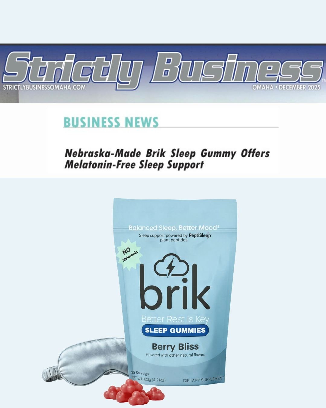 The week between Christmas and New Year's got your sleep schedule all out of whack? 🫣 Same.

We&rsquo;re proud to support @brik_nutrition, which is bringing a melatonin-free sleep gummy solution to consumers nationwide. Powered by plant peptides and
