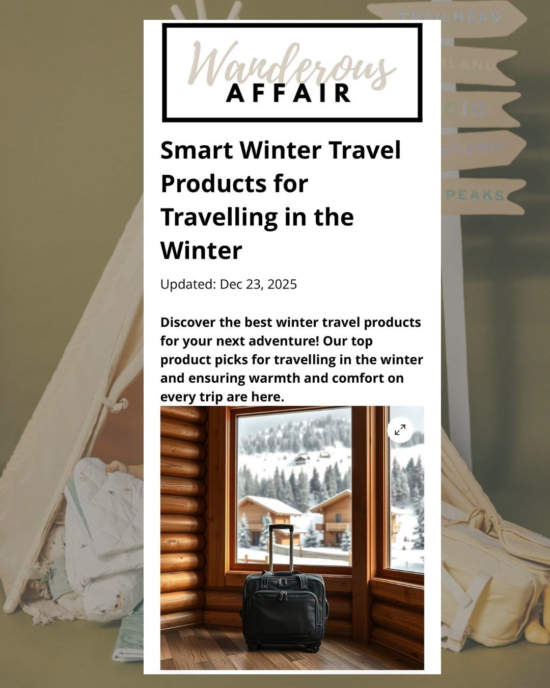 From airport naps to winter travel days ❄️, Wanderous Affair featured the WeeWander Blanket from @weewandertravel in its winter travel essentials roundup, highlighting comfort, versatility, and family-friendly design.