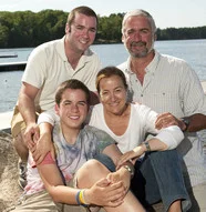 Beth and Jeff pictured with two of their three children, Gabi (top) and Brett.