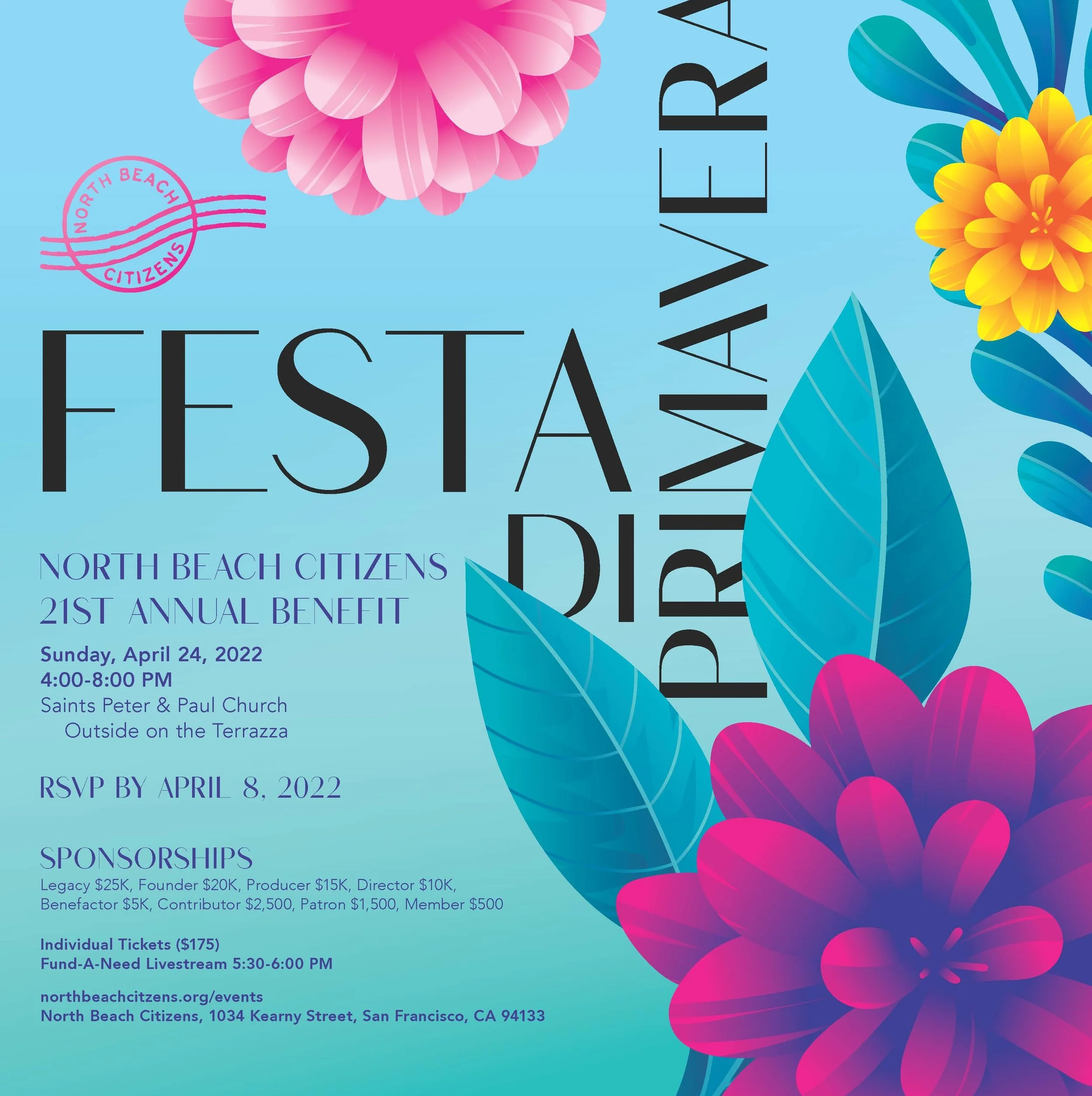 Join us for our 21st Annual Benefit:  Festa di Primavera!