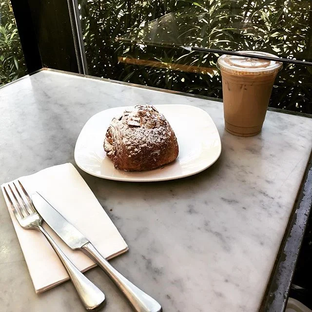 Croque madame, croissant, and coffee. // #BecauseItsMonday #MondaysAreHard #AteTheCroqueBeforeThePic #IWasHungry #NotSorryAtAll #SomeStayFit #IStayFluffy