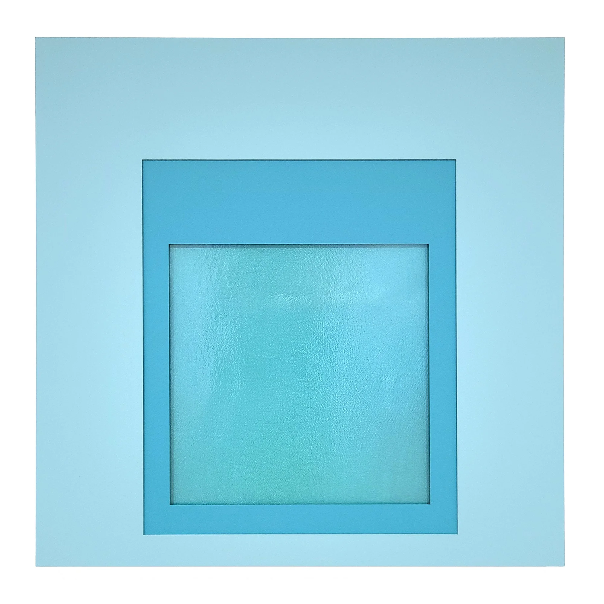  Aperture I  Wood, acrylic paint and   iridescent glass  30 × 30 