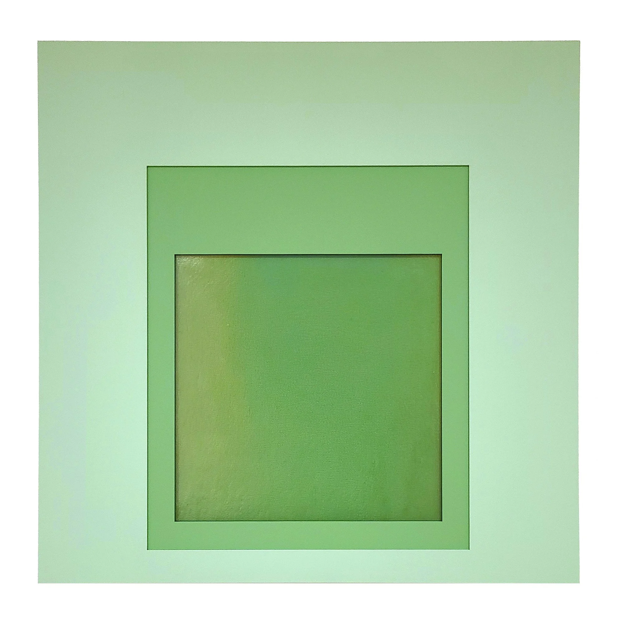  Aperture III  Wood, acrylic paint and   iridescent glass  30 × 30 