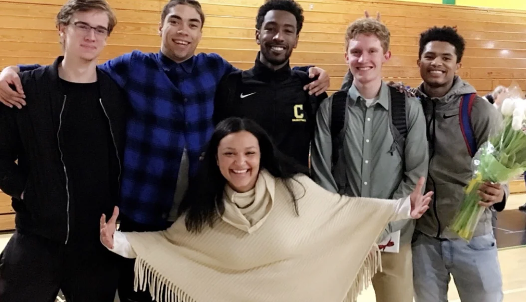 Seniors Josh Sanders, Sethon Moore, Rowan Anderson, and Mohamed Salah with Coach Campbell & Coach Jaz 2017-18