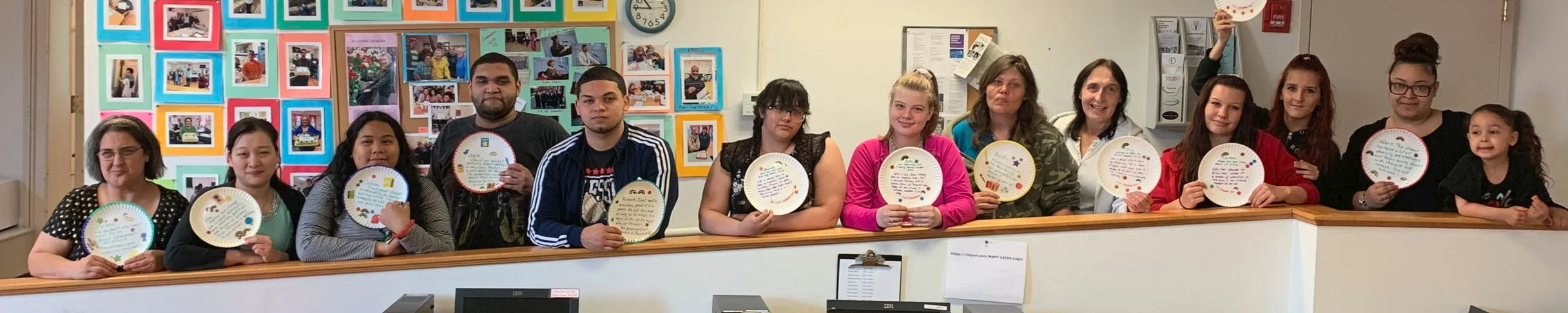 Greenfield students and their “Paper Plate Awards” at the end-of-the-year party.