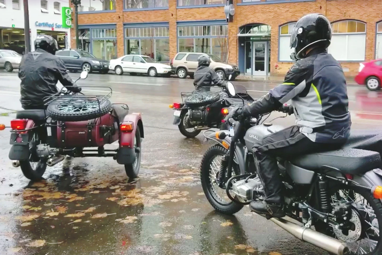 Rolling out for a demo ride at Ural Portland.