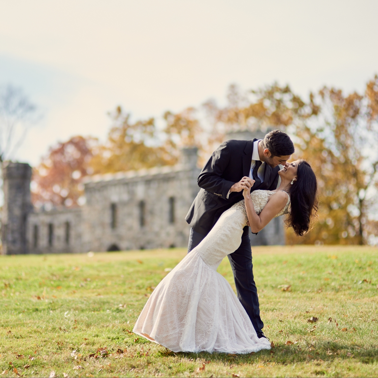 Kristin and Chris's Fall Post Wedding Photo session at Winnekenni Castle in Haverhill, Massachusetts