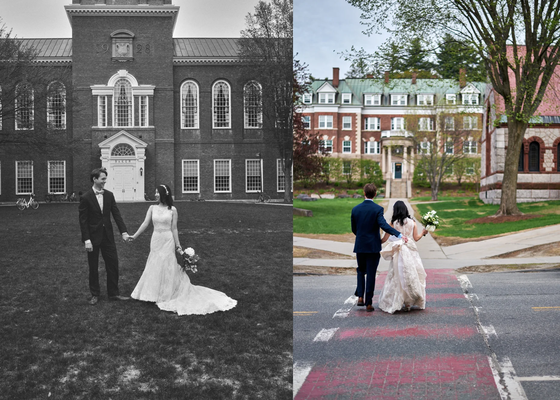 Angela & Josh's Spring wedding at Dartmouth College in Hanover, NH. Medium Format Film Photography by Cate Bligh of The Green Barn Wedding Photography LLC in Moultonborough, NH.