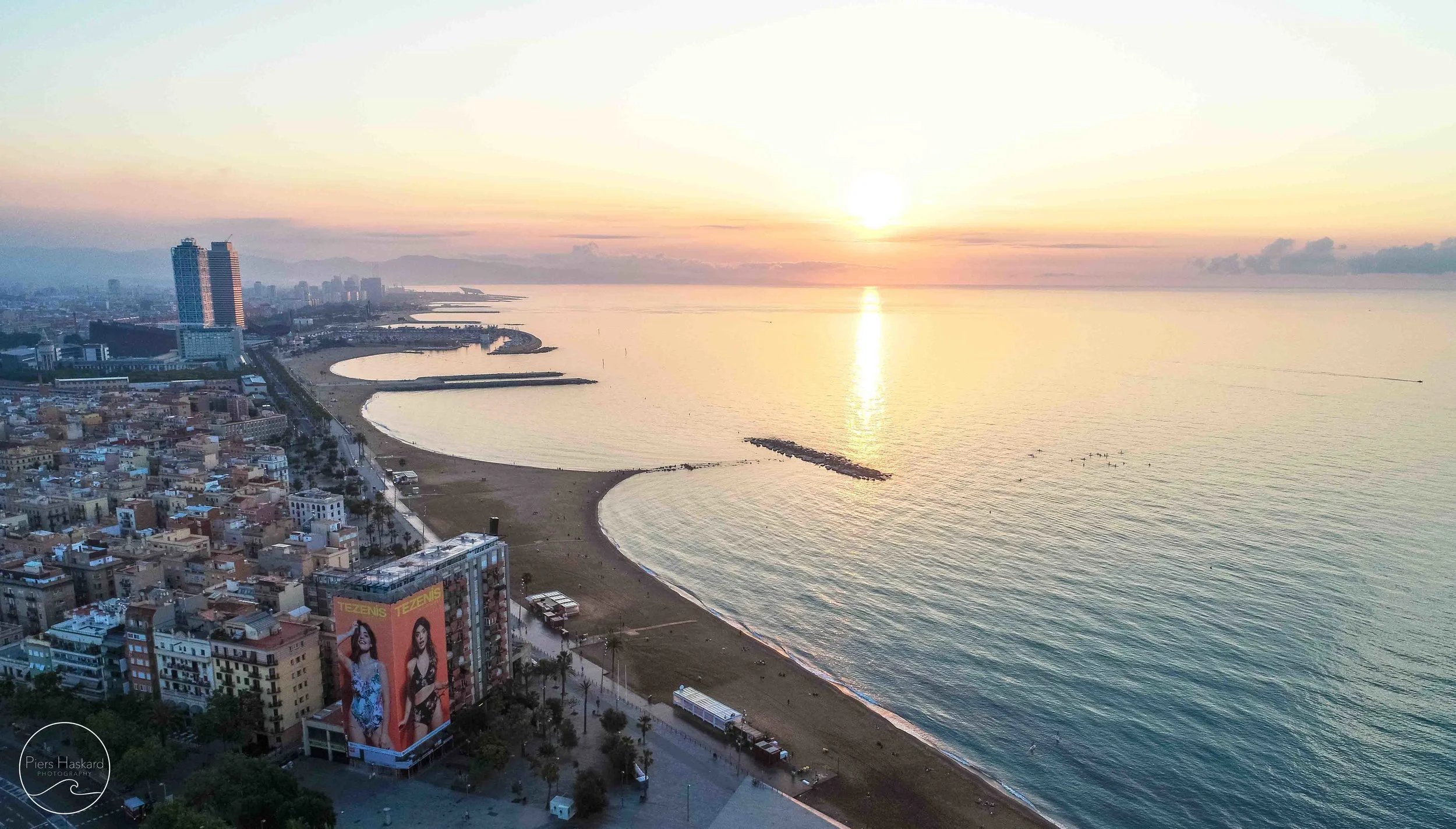 Sunrise over Barcelona.