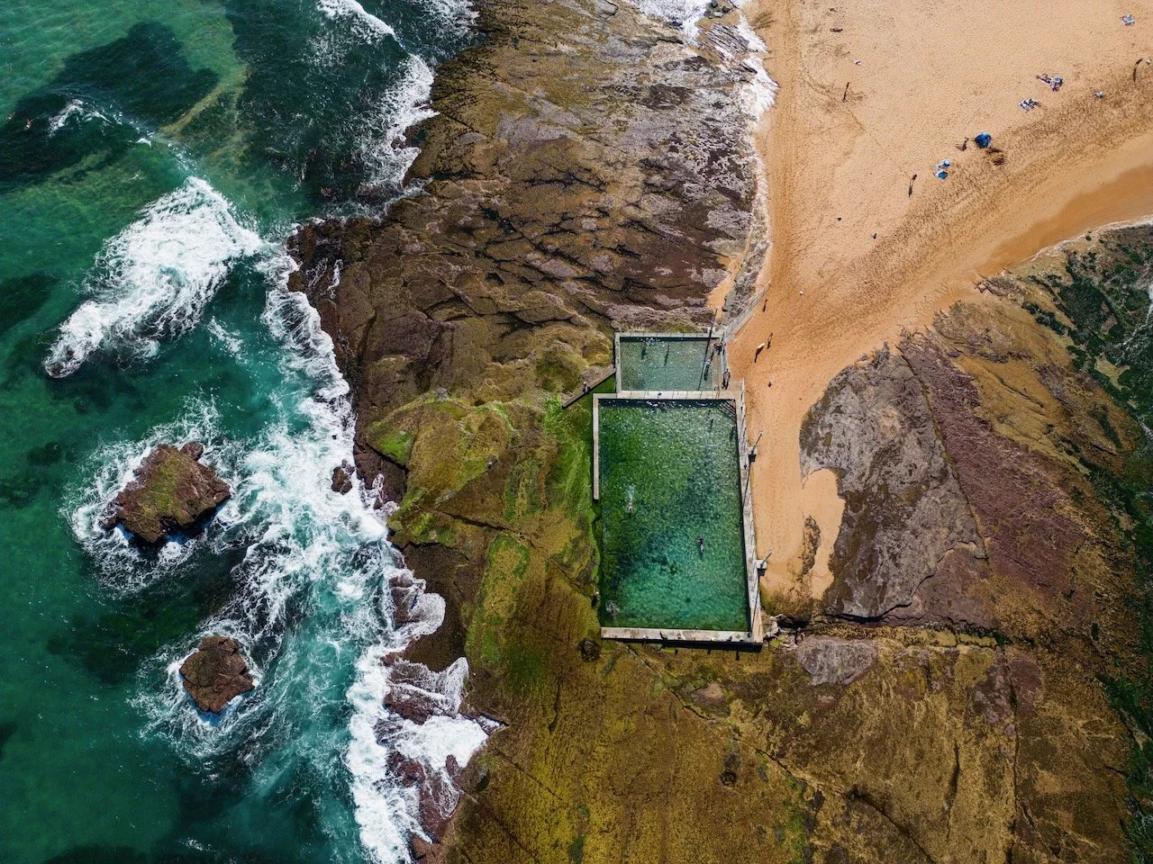 Mona Vale Sea Ocean Pool Beach Swimming Summer Drone Aerial