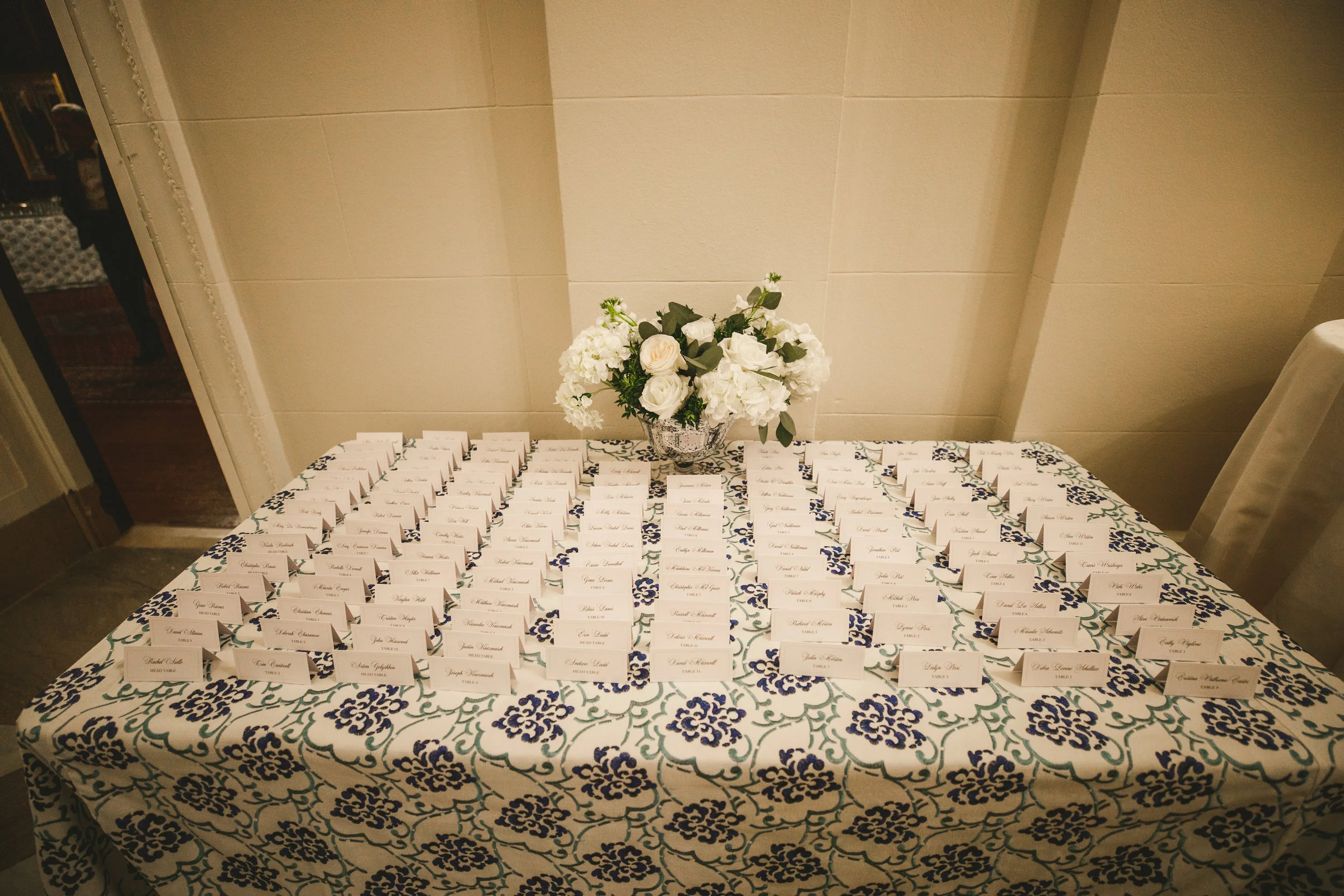 escort cards winter wedding