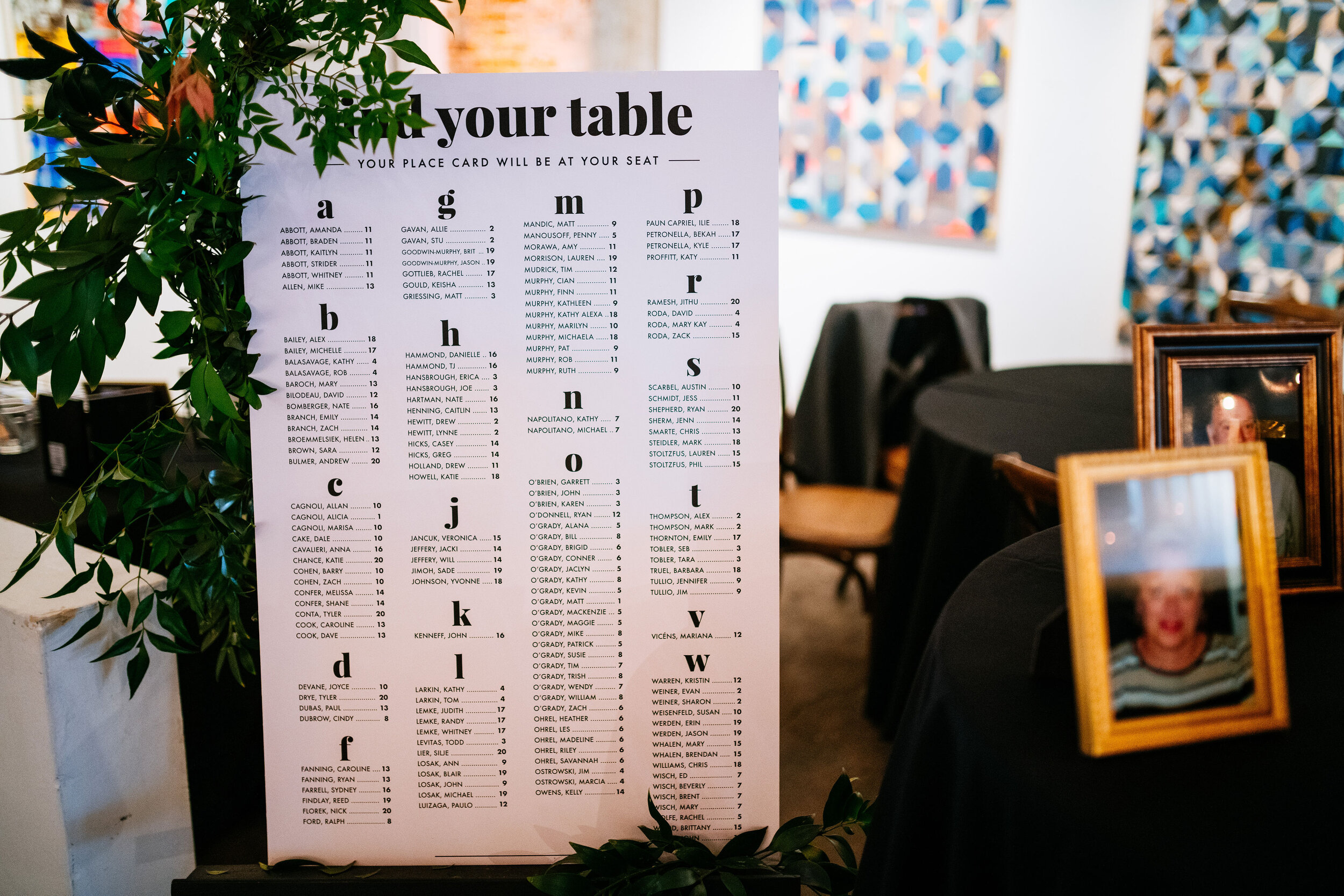 modern wedding table assignments