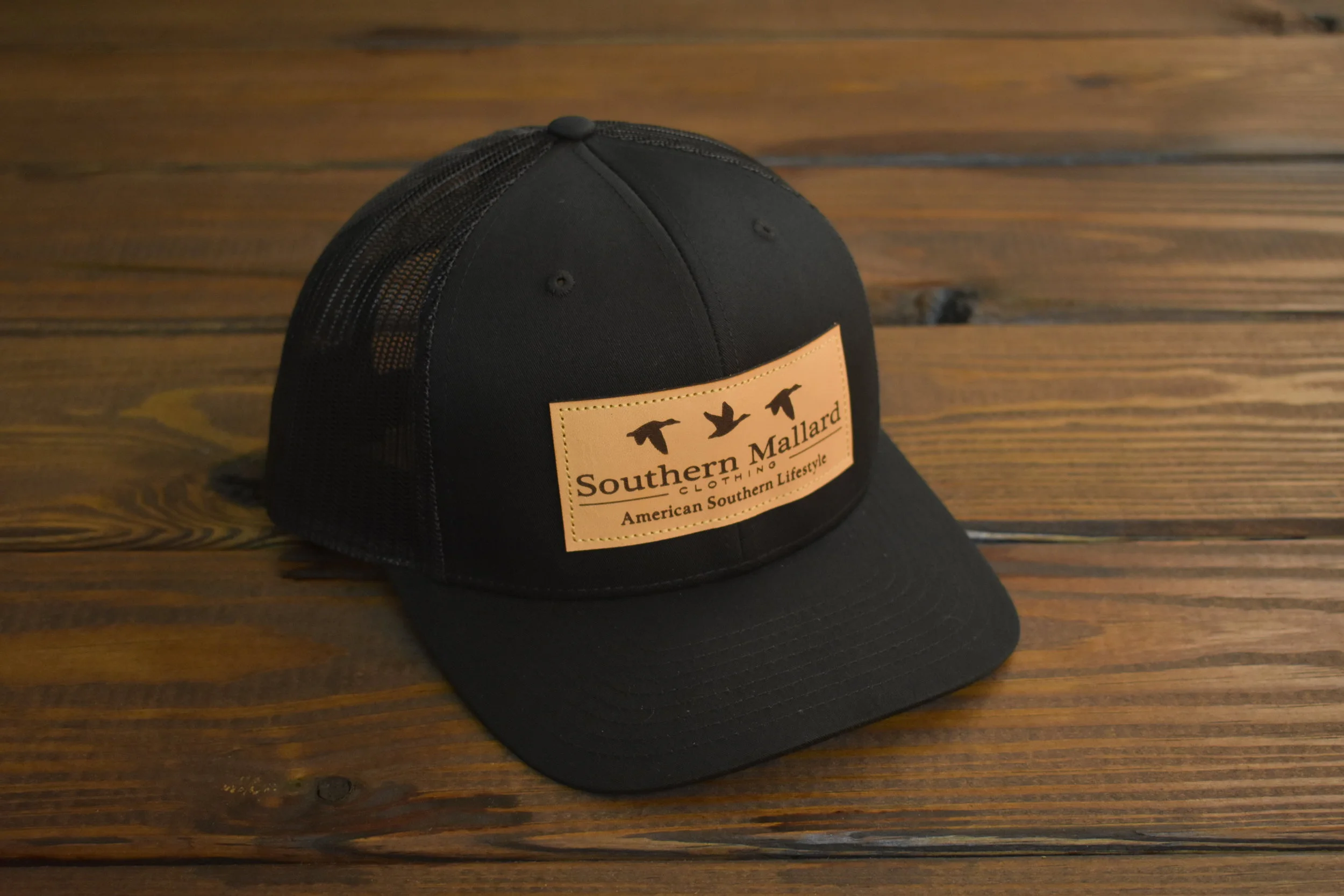 baseball cap with leather patch