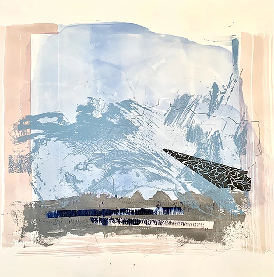 Blue massive 20x30” screen print, acrylics, inks on paper (stonehenge archival)