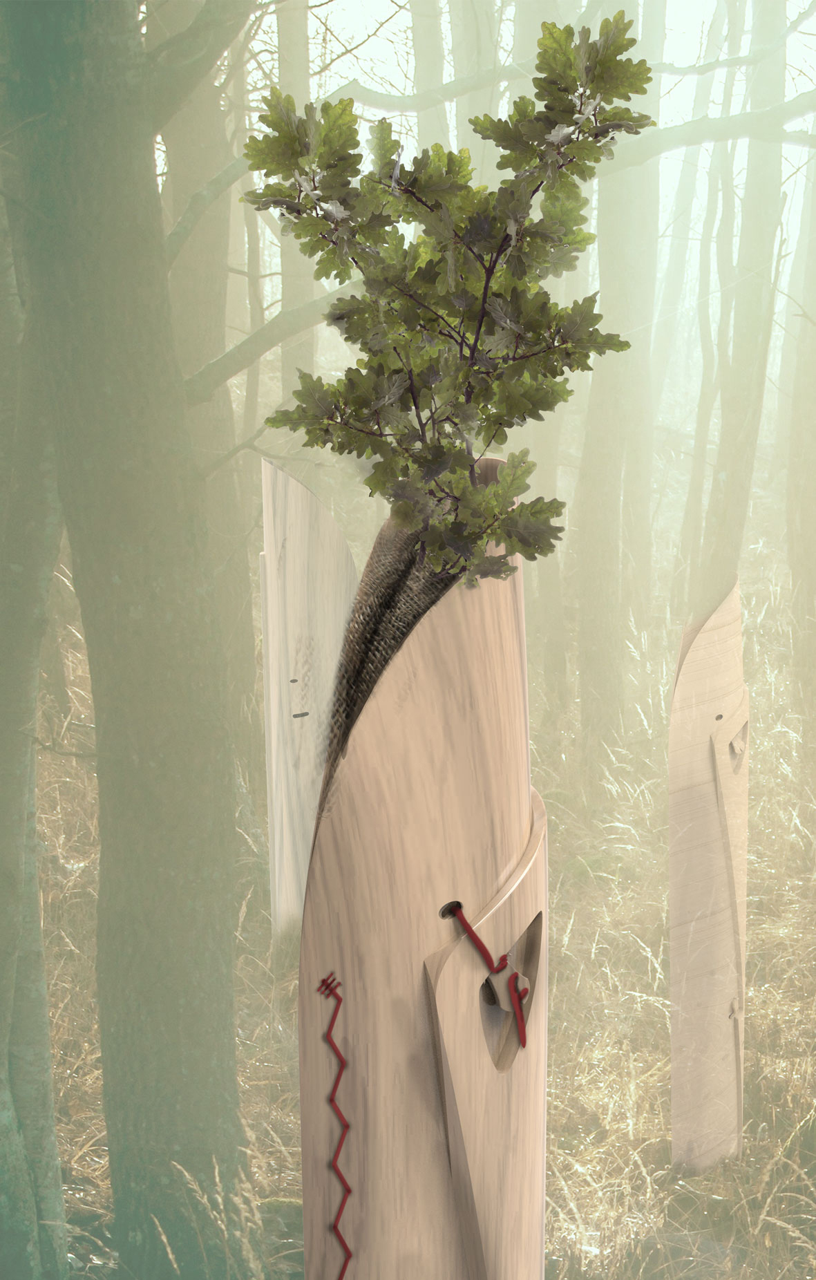  The system protects and helps new trees grow, replenishing the grove. 
